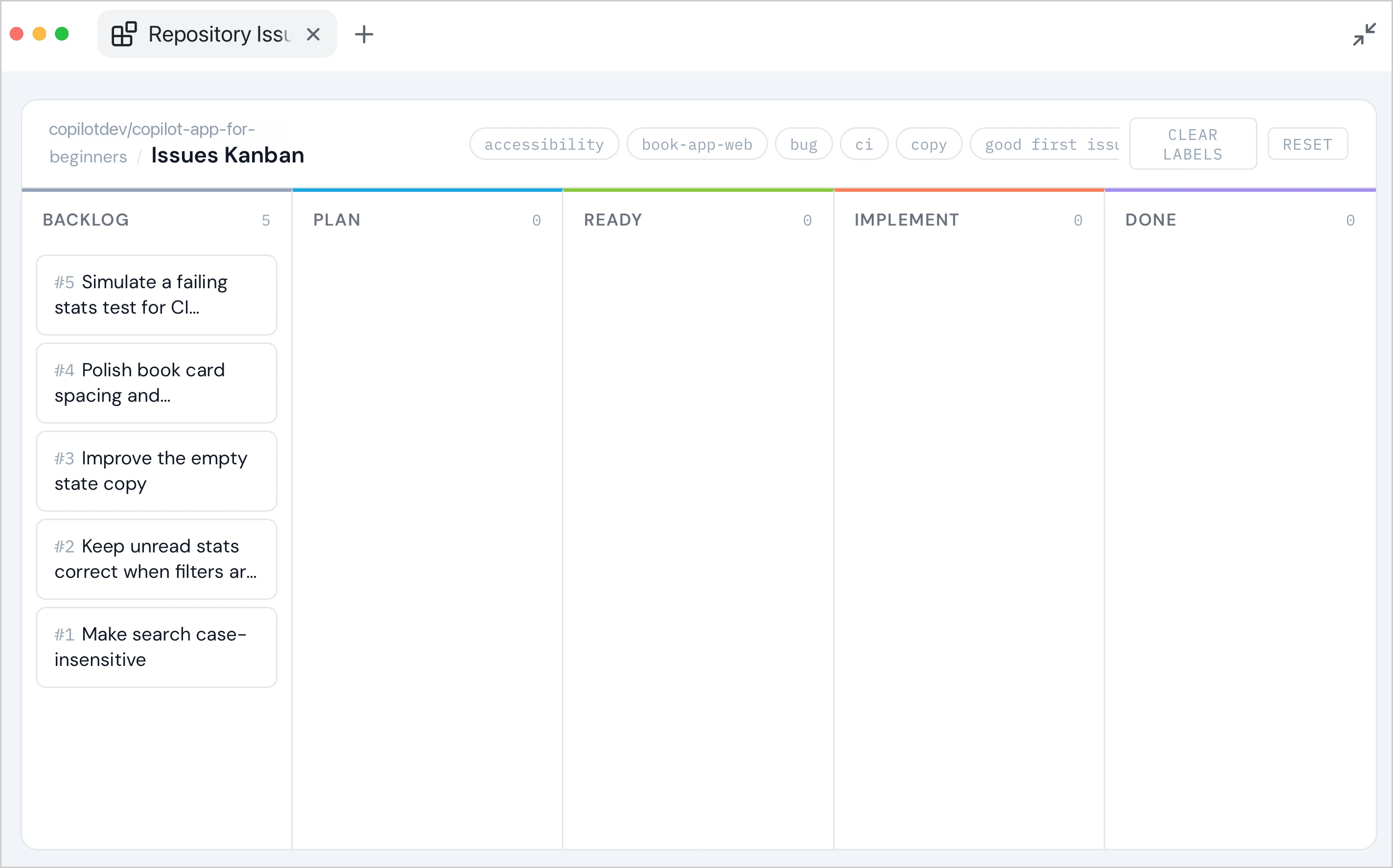 Repository Issues Kanban preview